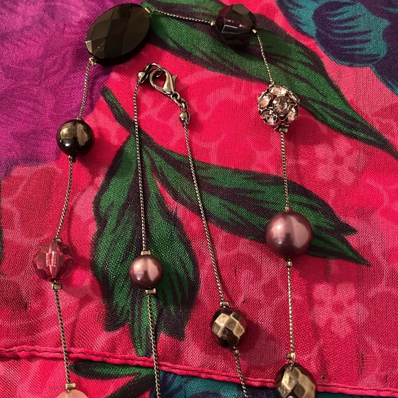 Purple and gunmetal necklace, unmarked - Picture 7 of 8